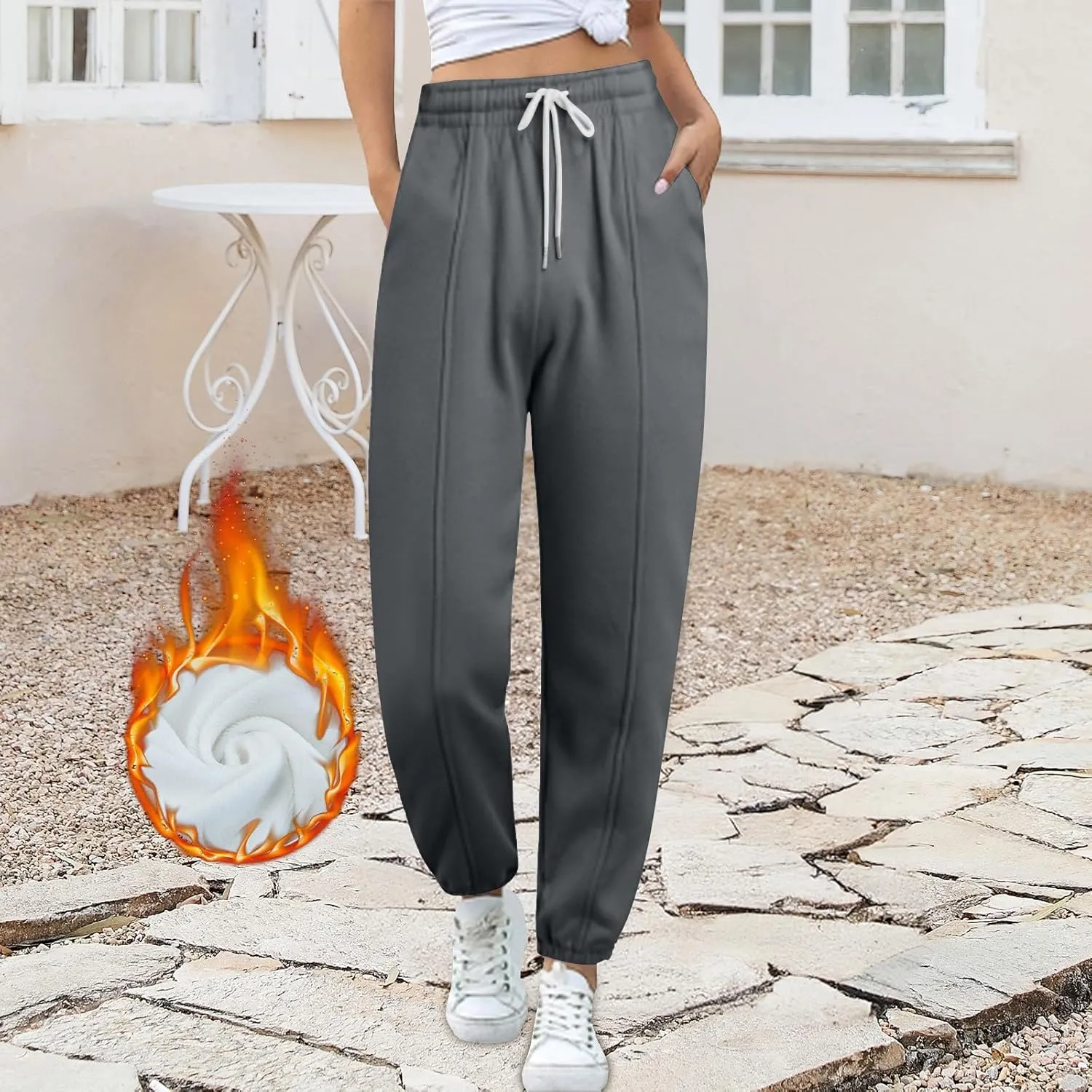 Women's Warm Sherpa Lined Athletic Sweatpants Jogger Fleece Pants Women Winter Pants Fleece Lined Womens Pants