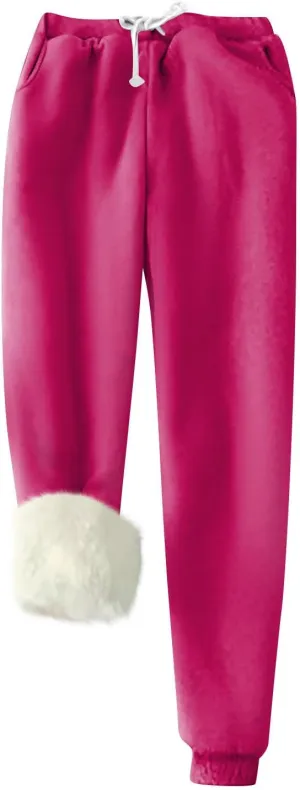 Women's Warm Sherpa Lined Athletic Sweatpants Jogger Fleece Pants
