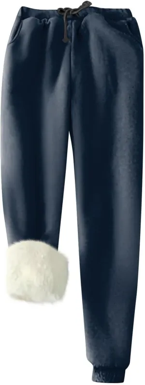 Women's Warm Sherpa Lined Athletic Sweatpants Jogger Fleece Pants