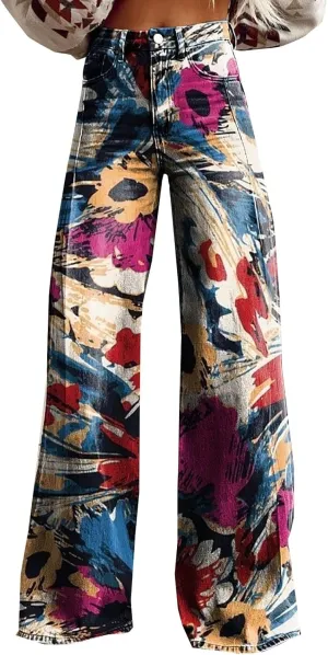 Womens Wide Leg Yoga Pants Size Printed Casual Pants Womens Jogger Sweatpants Women Wide Leg Drawstring