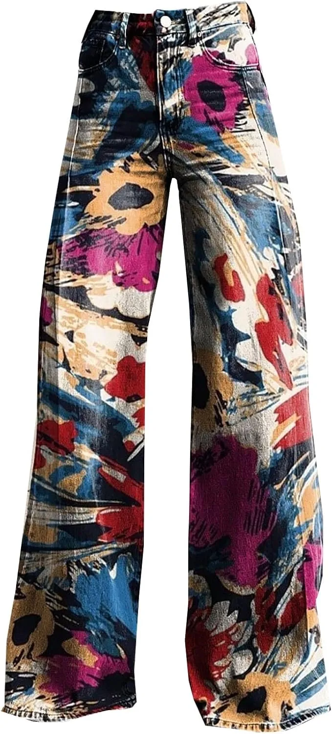 Womens Wide Leg Yoga Pants Size Printed Casual Pants Womens Jogger Sweatpants Women Wide Leg Drawstring