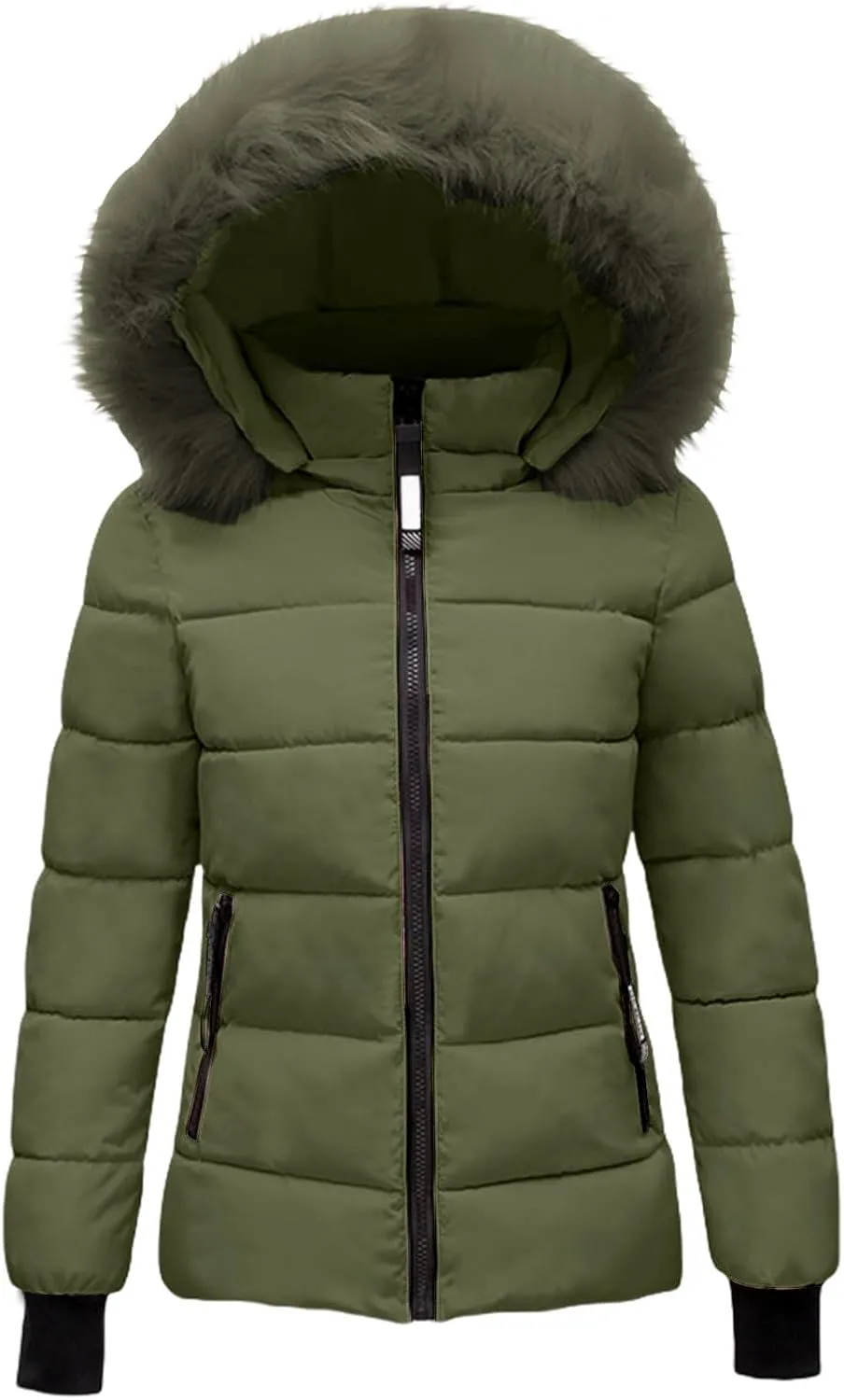 Women's Winter Puffer Coat Hooded Windproof Winter Coat with Recycled Insulation Winter Slim Short Hooded Warm White