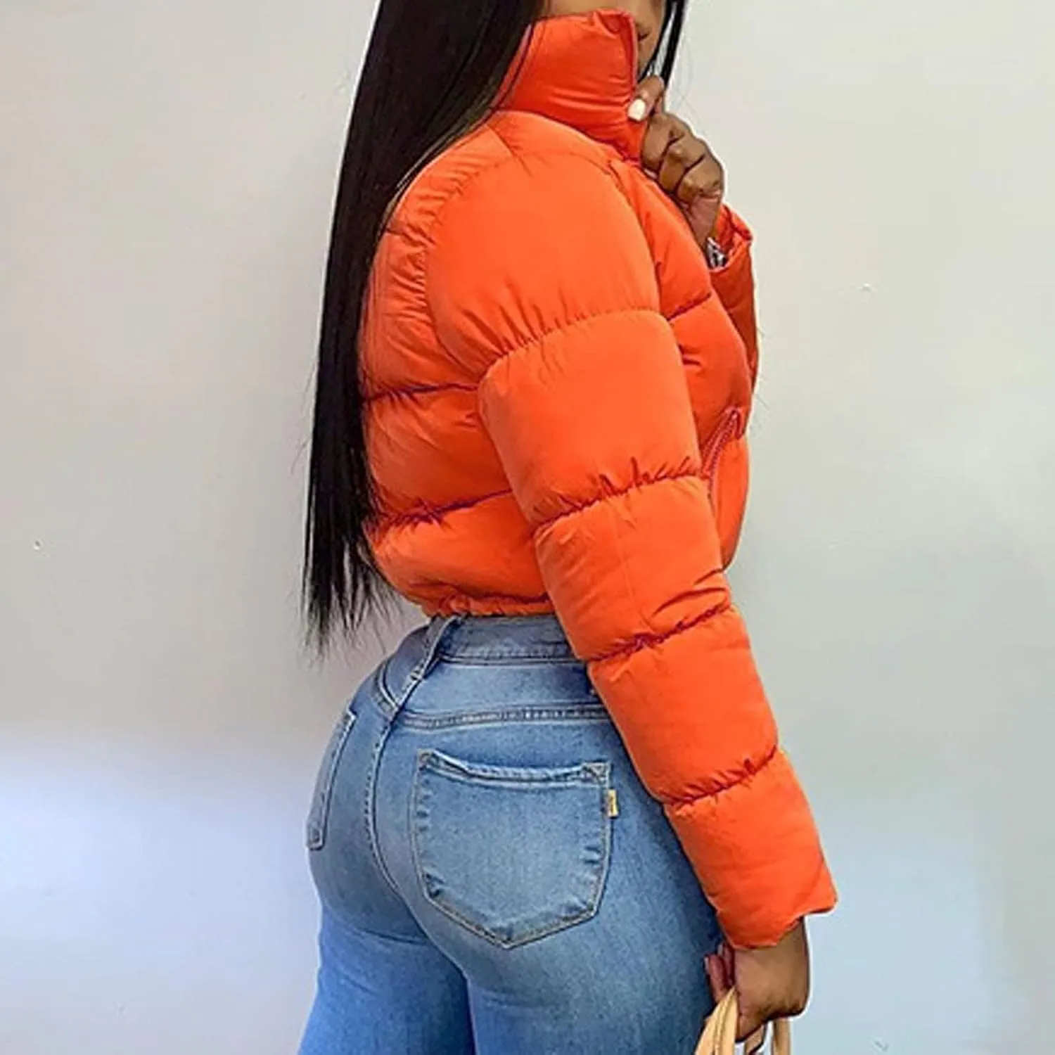 Women's Winter Solid Short Bread Down Jacket Stand Up Collar Outerwear Padded Thick Coat Woman's Jacket Winter