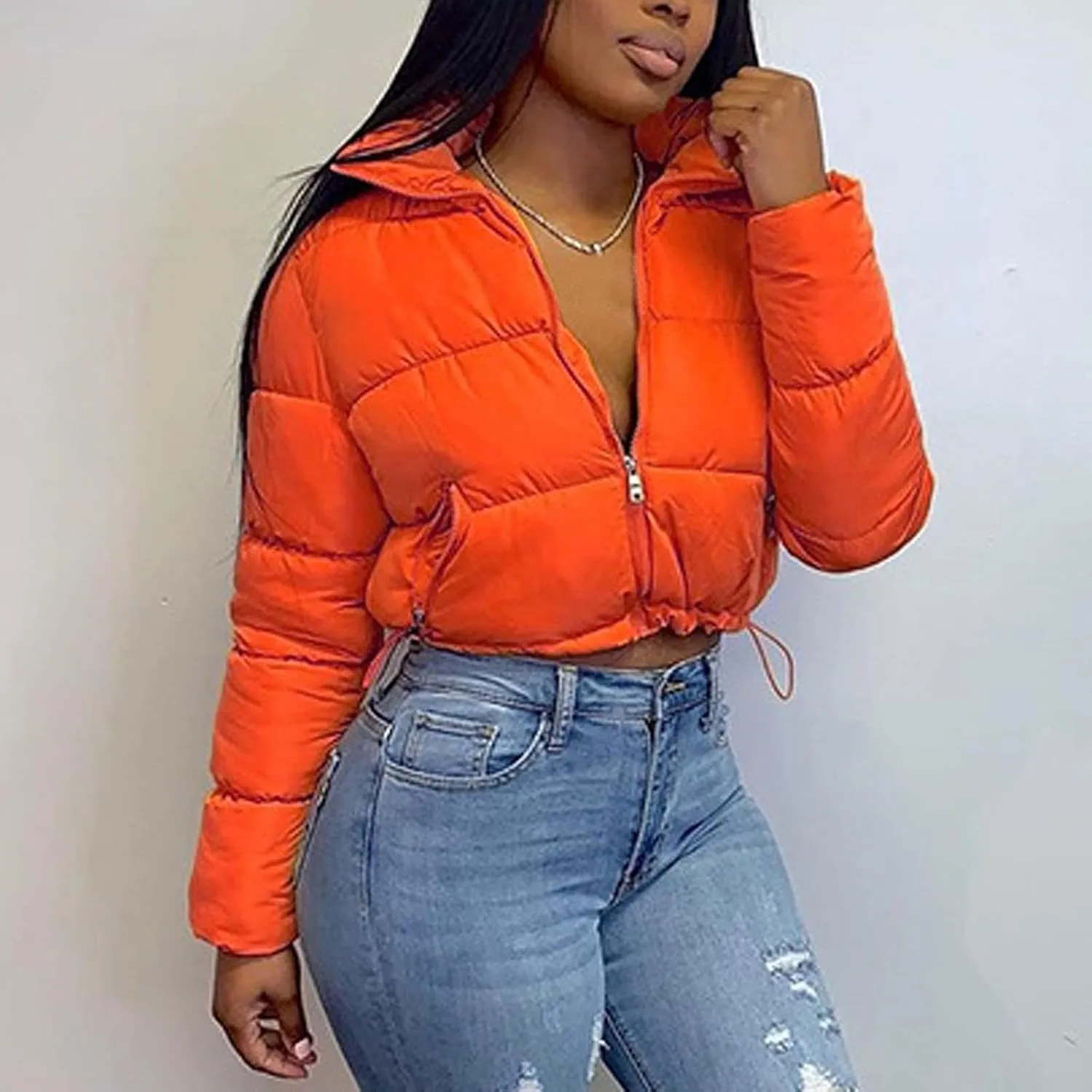 Women's Winter Solid Short Bread Down Jacket Stand Up Collar Outerwear Padded Thick Coat Woman's Jacket Winter