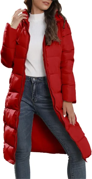 Womens Winter Warm Thicken Long Outwear Jacket Lightweight Winter Coat Womens Long-Sleeve Puffer Jacket Womens