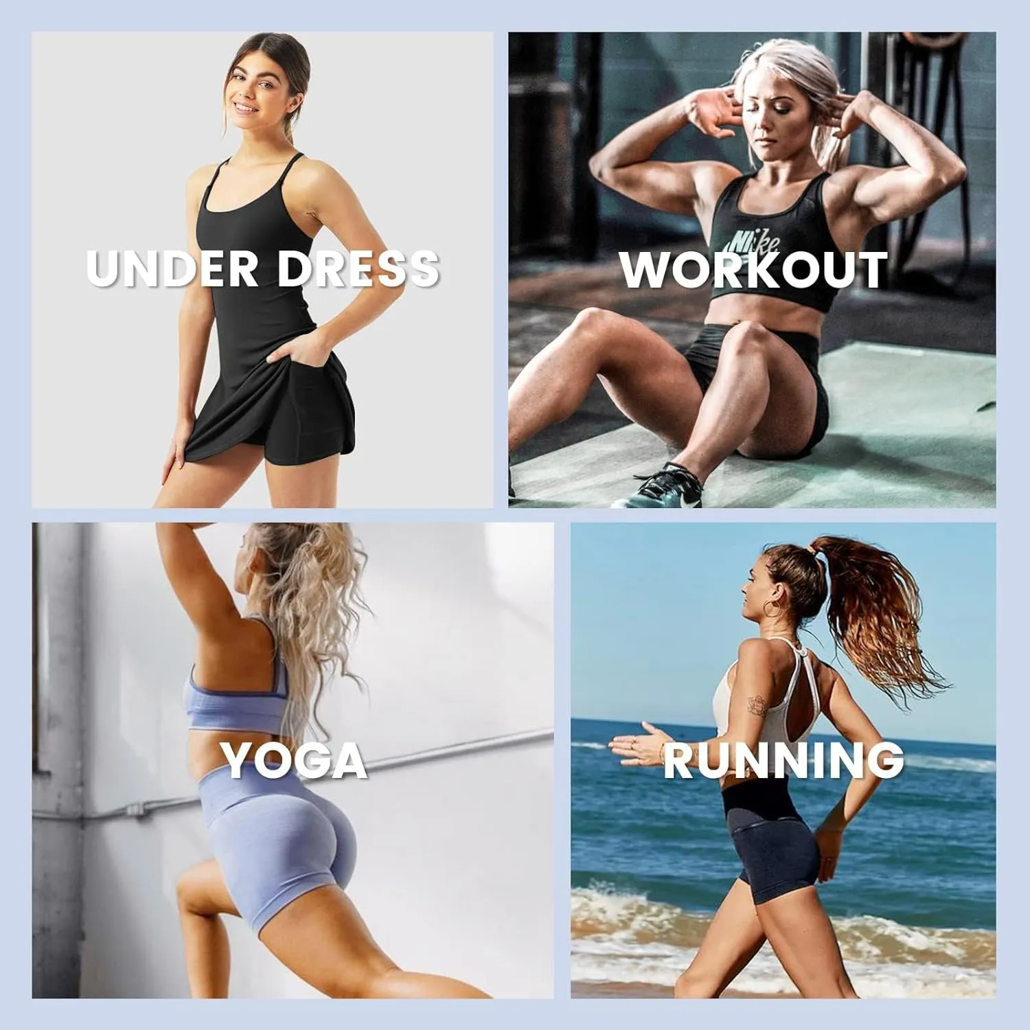 Workout Shorts for Women with Pockets - High Waist Tummy Control Bike Shorts for Gym Workout Athletic Running Yoga