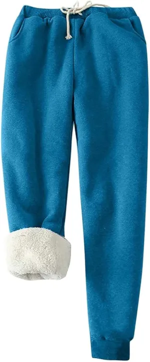 WYTong Womens Sweatpants Heart Printed Fleece Lined Sweatpants with Pocket Drawstring Winter Thermal Sherpa Lined Jogger