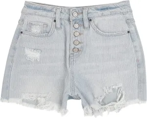 YMI Women's Dream Exposed Button High Rise Shorts