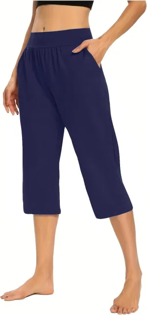 Yoga Capri Pants for Women High Waisted Loose Fitting Capri Wide Leg Pants Capri Pants for Dressy Casual Sweat Capris