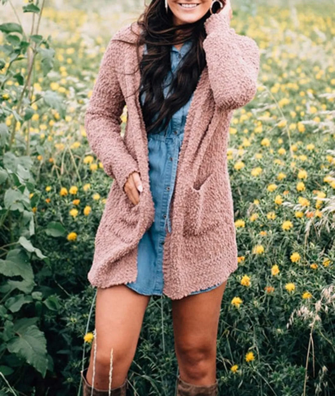 ZESICA Women's Fall Casual Long Sleeve Open Front Soft Chunky Knit Sweater Cardigan Outerwear
