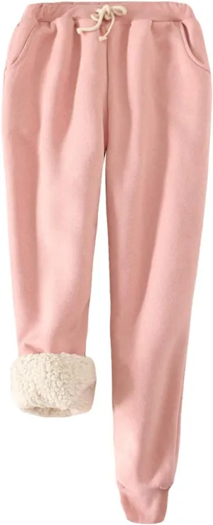 ZGZZ7 Women's Winter Warm Sherpa Lined Sweatpants Athletic Think Track Joggers Pants