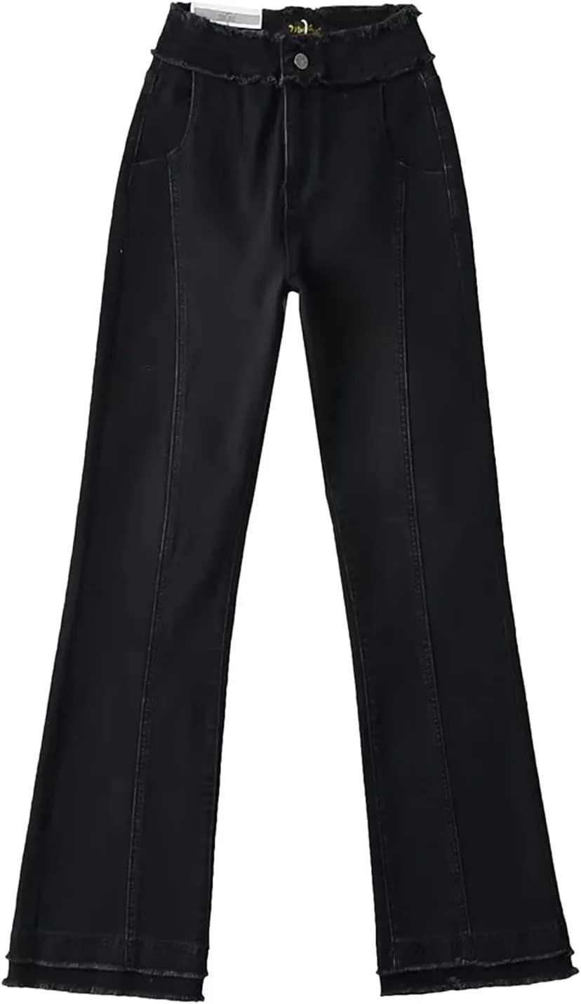 ZYXTIM Womens High Waisted Stretch Juniors Bootcut Jeans Slim Fit Shaping Tummy Control Bell Bottom Washed Long Denim Pants